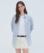 MUSINSA STANDARD WOMAN MUSINSA STANDARD WOMAN Women's Relaxed Striped Sheer Shirt (Sky Blue)