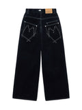 MATIN KIM MATIN KIM REVERSE VELVET WIDE DENIM PANTS