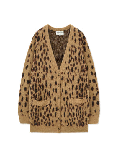 MATIN KIM Brushed Leopard Cardigan Outerwear