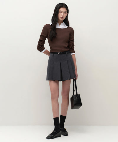 MUSINSA STANDARD WOMAN Women's Wide Ribbed Slim Off Shoulder Knit [Brown]