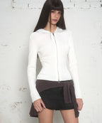 MUSINSA STANDARD WOMAN MUSINSA STANDARD WOMAN Women's Knit Zip-up Slim Hooded (Ivory)