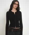 MUSINSA STANDARD WOMAN MUSINSA STANDARD WOMAN Women's Knit Zip-up [Black]