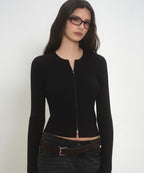 MUSINSA STANDARD WOMAN MUSINSA STANDARD WOMAN Women's Knit Zip-up [Black]