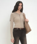 MUSINSA STANDARD WOMAN MUSINSA STANDARD WOMAN Women's Knit Zip-up Greyish Beige