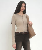 MUSINSA STANDARD WOMAN MUSINSA STANDARD WOMAN Women's Knit Zip-up Greyish Beige