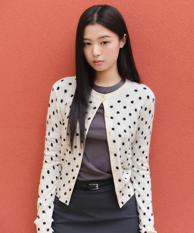 MUSINSA STANDARD WOMAN Women's Polka Dot Round Neck Cardigan [Size]