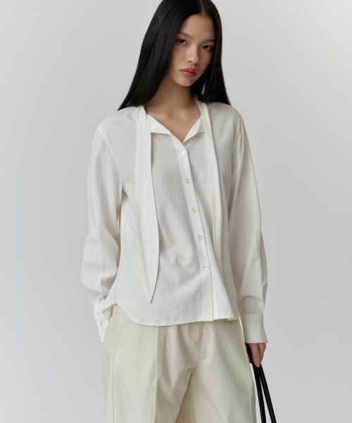 MUSINSA STANDARD WOMAN MUSINSA STANDARD WOMAN Women's Scarf Tie Blouse [Ivory]