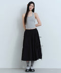 MUSINSA STANDARD WOMAN MUSINSA STANDARD WOMAN Women's Nylon Ruched Long Skirt [Black]