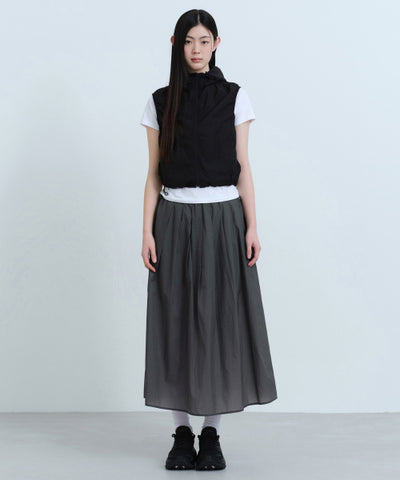 MUSINSA STANDARD WOMAN Women's Sheer Nylon Pleated Long Skirt [Gray]