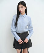 MUSINSA STANDARD WOMAN MUSINSA STANDARD WOMAN Women's Lace Trim Shirt (Pale Blue)