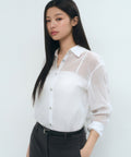 MUSINSA STANDARD WOMAN MUSINSA STANDARD WOMAN Relaxed Sheer Shirt White