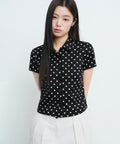 MUSINSA STANDARD WOMAN MUSINSA STANDARD WOMAN Women's Polka Dot Cap Sleeve Shirt (Black)