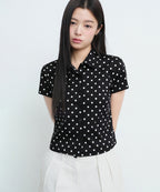 MUSINSA STANDARD WOMAN MUSINSA STANDARD WOMAN Women's Polka Dot Cap Sleeve Shirt (Black)