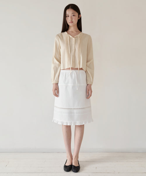 MUSINSA STANDARD WOMAN MUSINSA STANDARD WOMAN Women's Vertical Textured Cotton Pintuck Blouse [Butter]