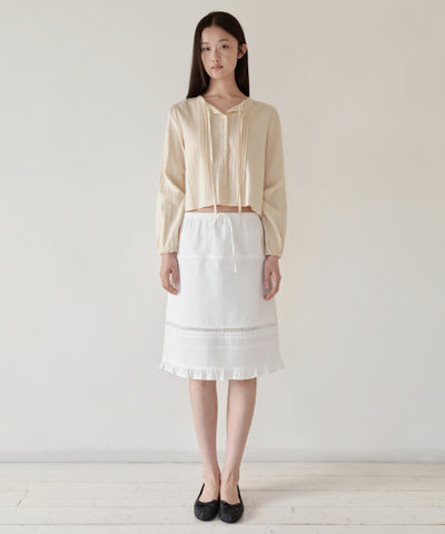 MUSINSA STANDARD WOMAN Women's Vertical Textured Cotton Pintuck Blouse [Butter]