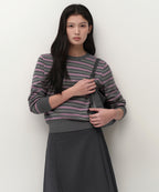 MUSINSA STANDARD WOMAN MUSINSA STANDARD WOMAN Women's Multi-Stripe Crew Neck Knit [Gray]