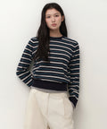 MUSINSA STANDARD WOMAN MUSINSA STANDARD WOMAN Women's Multi-Stripe Crew Neck Knit [Navy] Size M