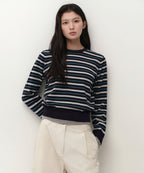MUSINSA STANDARD WOMAN MUSINSA STANDARD WOMAN Women's Multi-Stripe Crew Neck Knit [Navy] Size M