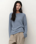 MUSINSA STANDARD WOMAN MUSINSA STANDARD WOMAN Women's Fluffy Boat Neck Knit [Sky Blue]