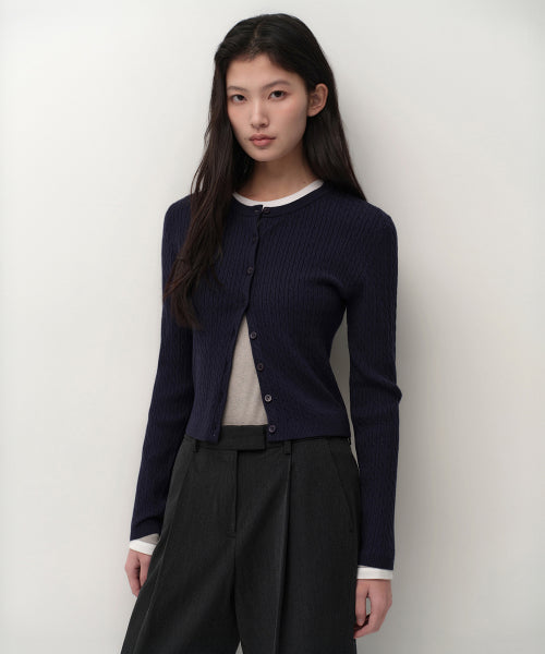 MUSINSA STANDARD WOMAN MUSINSA STANDARD WOMAN Women's Cable Round Neck Cardigan (Size)