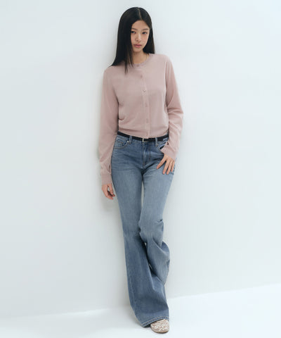 MUSINSA STANDARD WOMAN Sheer Round Neck Cardigan [Indian Pink]