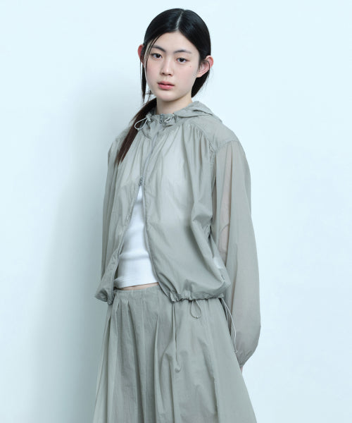 MUSINSA STANDARD WOMAN MUSINSA STANDARD WOMAN Women's Sheer Volume Windbreaker Jacket (Light Gray)