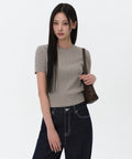 MUSINSA STANDARD WOMAN MUSINSA STANDARD WOMAN Women's Cable Crew Neck Short Sleeve Knit Light Warm Gray