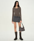 MUSINSA STANDARD WOMAN MUSINSA STANDARD WOMAN T-Shirt Halter Layered Long Sleeve [Brown]