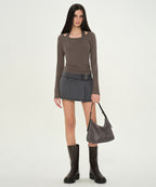 MUSINSA STANDARD WOMAN MUSINSA STANDARD WOMAN T-Shirt Halter Layered Long Sleeve [Brown]