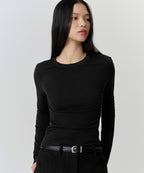MUSINSA STANDARD WOMAN MUSINSA STANDARD WOMAN Women's Sheer Slim Long Sleeve T-Shirt [Black]