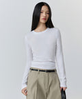 MUSINSA STANDARD WOMAN MUSINSA STANDARD WOMAN Women's Sheer Slim Long Sleeve T-Shirt (White)