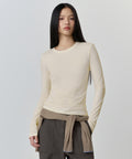 MUSINSA STANDARD WOMAN MUSINSA STANDARD WOMAN Sheer Slim Long Sleeve T-Shirt (Butter Cream)
