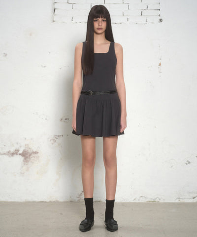 MUSINSA STANDARD WOMAN Women's Cotton Flare Mini Dress Dark Gray