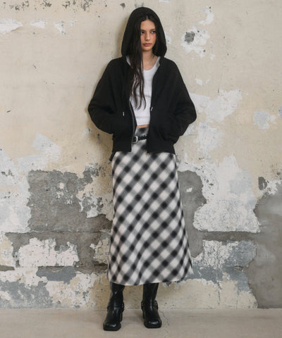 MUSINSA STANDARD WOMAN Ombre Check Maxi Skirt (Black)