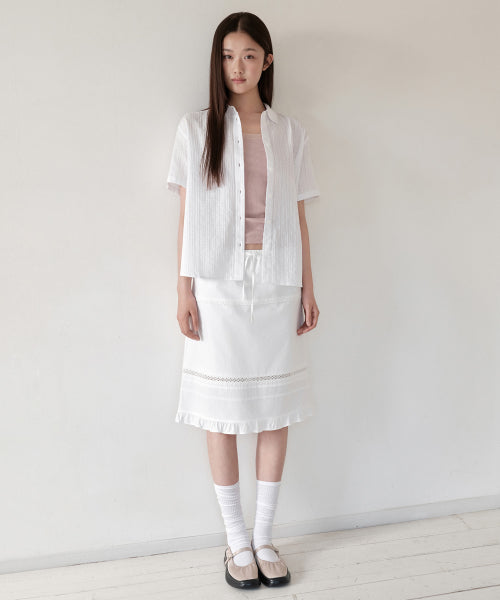 MUSINSA STANDARD WOMAN MUSINSA STANDARD WOMAN Women's Poplin Lace Trim Knee Length Skirt