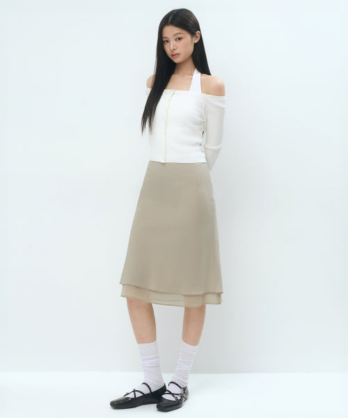 MUSINSA STANDARD WOMAN MUSINSA STANDARD WOMAN Double Layer Midi Skirt [Mushroom]