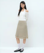 MUSINSA STANDARD WOMAN MUSINSA STANDARD WOMAN Double Layer Midi Skirt [Mushroom]