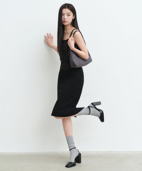 MUSINSA STANDARD WOMAN MUSINSA STANDARD WOMAN Low Waist Knee Length Skirt Black