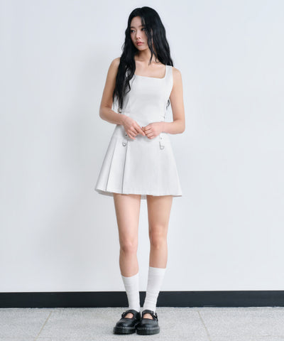 Pleated Mini Dress - White