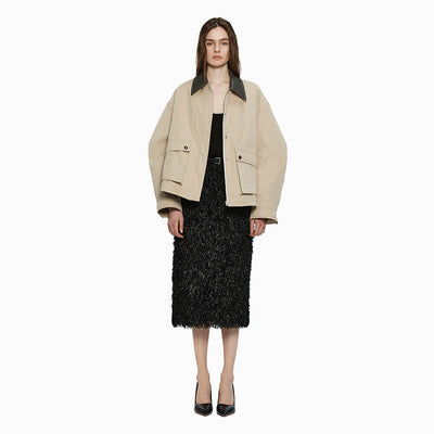 COTTON BLENDED HUNTING JACKET BEIGE (W24OT0161BE)