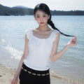 RoséFrantz Ribbon Shirring Sleeveless [Ivory]
