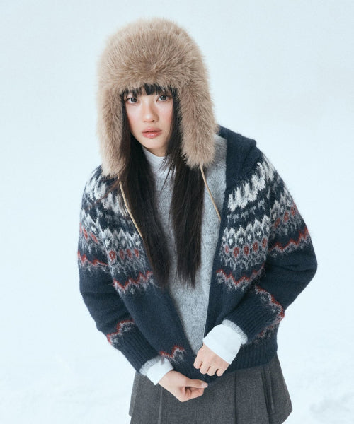 MIXXO MIXXO Hoodie Fair Isle Cardigan - Size S