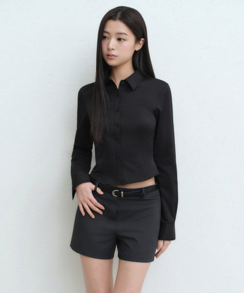 MUSINSA STANDARD WOMAN MUSINSA STANDARD WOMAN Women's Bustier Crop Shirt (Black)