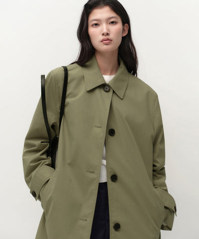 MUSINSA STANDARD WOMAN Coat Women's Single Half Trench [Olive]