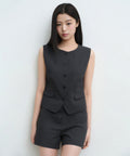 MUSINSA STANDARD WOMAN MUSINSA STANDARD WOMAN Women's Round Neck Tailored Vest [Gray]