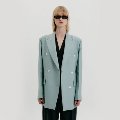 Tied Double-Breasted Blazer - Mint