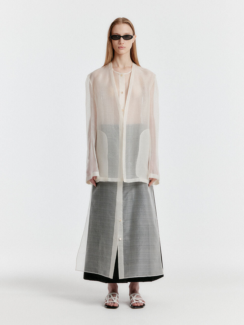 EENK YASMIN Round-neck Long Jacket - Ivory