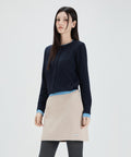 MIXXO MIXXO Color Combination Layered Button Pullover (C)