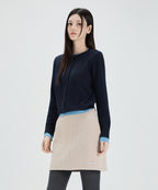 MIXXO MIXXO Color Combination Layered Button Pullover (C)