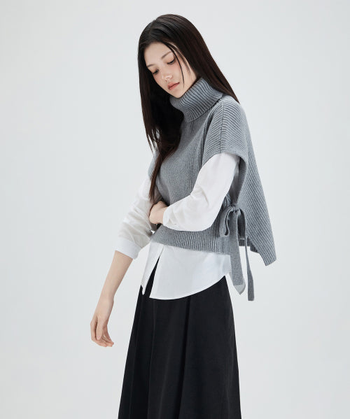 MIXXO MIXXO High Neck Cape Vest Women